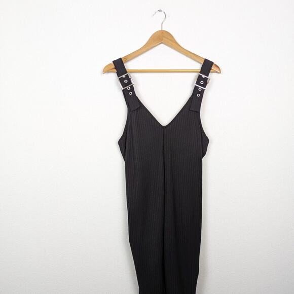 WeWoreWhat Black Ribbed Knit Tapered Jumpsuit Size S - Picture 3 of 7